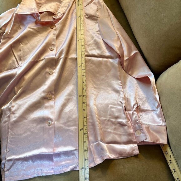 Susan Graver  Blouse Soft Pink Charmeuse Button Front Better than Real Silk - Picture 13 of 15